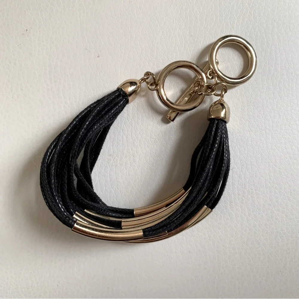 [5x$25] ⭐️ Black and Gold Corded Bracelet Fashion Jewelry by Time and Tru